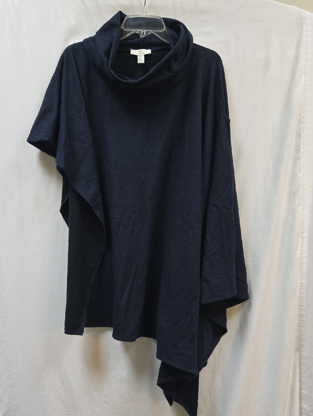 Halston Heritage Navy Draped Tunic Poncho Top